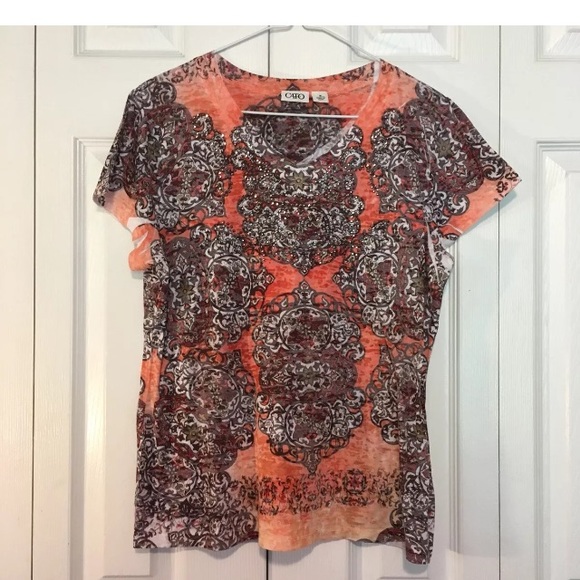 Women’s Sparkle top shirt orange grey lightweight - Picture 2 of 8
